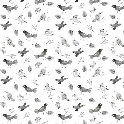 Modern roller blind Drawn birds and leaves
