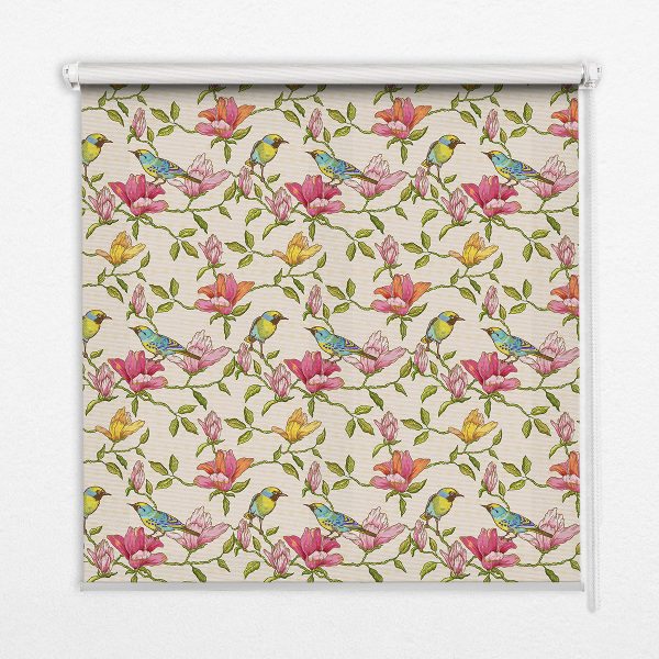 Modern roller blind Birds on flowers