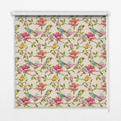 Modern roller blind Birds on flowers