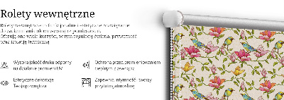Modern roller blind Birds on flowers