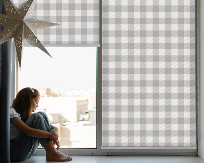 Roller blind for large window Gray checks