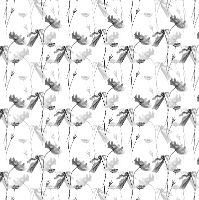 Fabric roller blind Drawn flowers