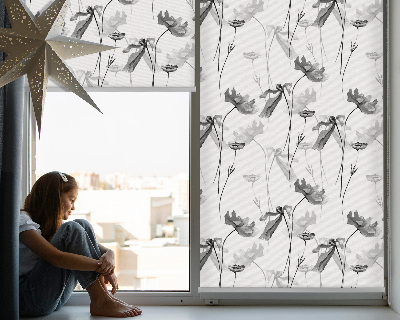 Fabric roller blind Drawn flowers
