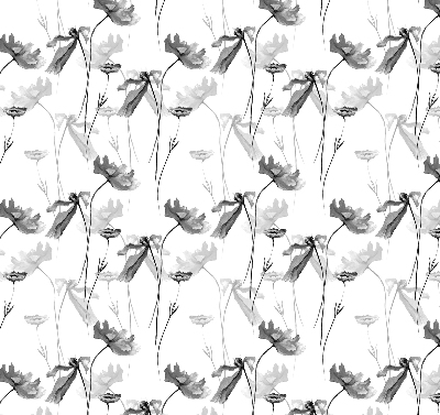 Fabric roller blind Drawn flowers