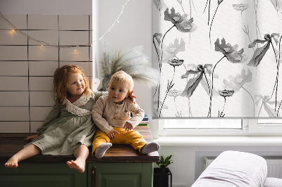 Fabric roller blind Drawn flowers