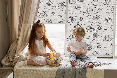 Roller blind for large window Drawn ships