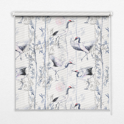 Modern roller blind Herons and trees