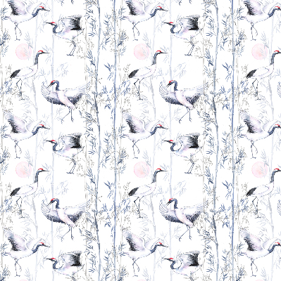 Modern roller blind Herons and trees