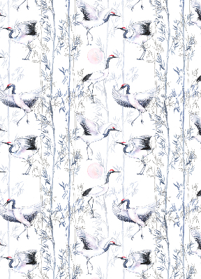 Modern roller blind Herons and trees