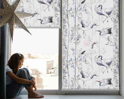 Modern roller blind Herons and trees