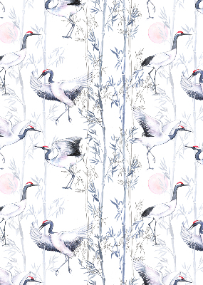 Modern roller blind Herons and trees