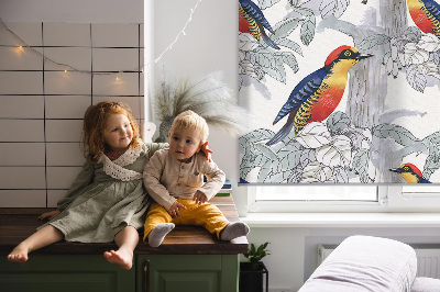 Roller blind for large window Colorful bird