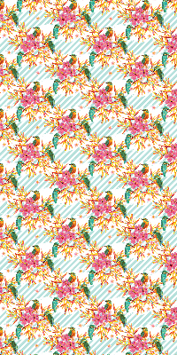 Fabric roller blind Birds among the branches of a tree