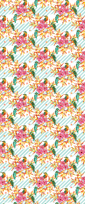 Fabric roller blind Birds among the branches of a tree