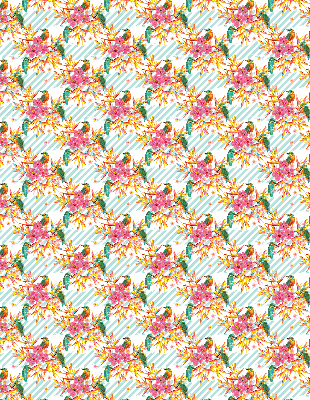 Fabric roller blind Birds among the branches of a tree