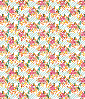 Fabric roller blind Birds among the branches of a tree