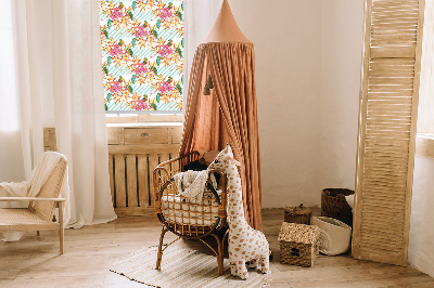 Fabric roller blind Birds among the branches of a tree