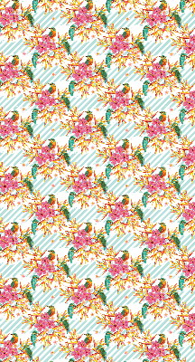 Fabric roller blind Birds among the branches of a tree