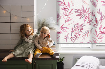 Modern roller blind Pink leaves