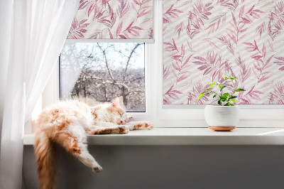 Modern roller blind Pink leaves