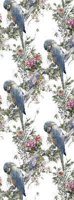 Roller blind for large window Parrots on flowers