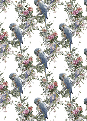 Roller blind for large window Parrots on flowers