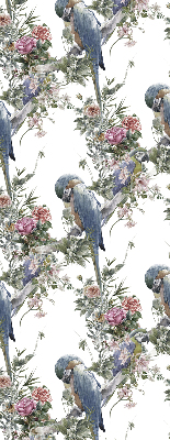 Roller blind for large window Parrots on flowers