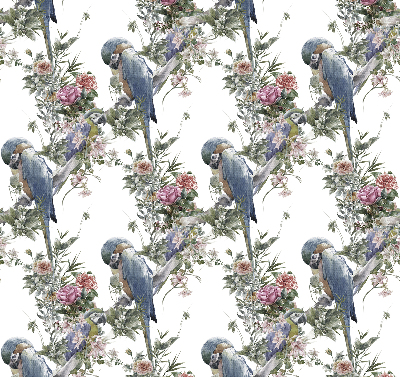 Roller blind for large window Parrots on flowers