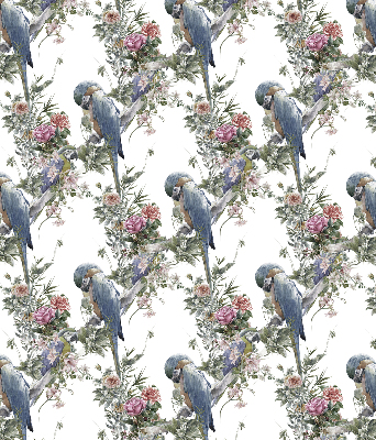 Roller blind for large window Parrots on flowers