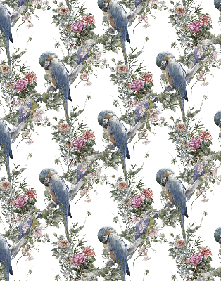 Roller blind for large window Parrots on flowers