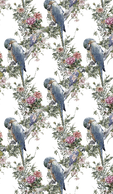 Roller blind for large window Parrots on flowers