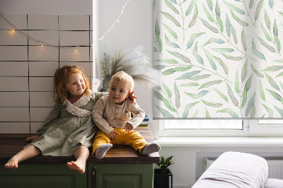 Fabric roller blind Green leaves