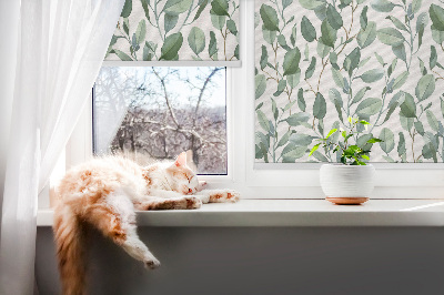 Modern roller blind Leaves on the twigs