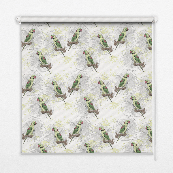 Roller blind for large window Parrots on a branch
