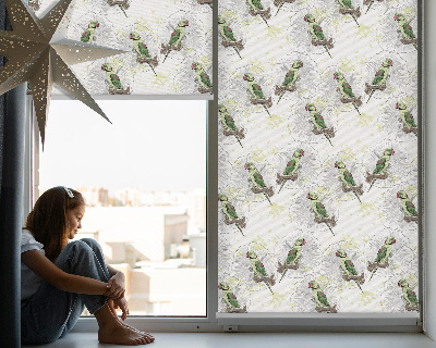 Roller blind for large window Parrots on a branch