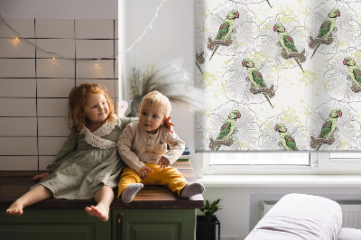 Roller blind for large window Parrots on a branch