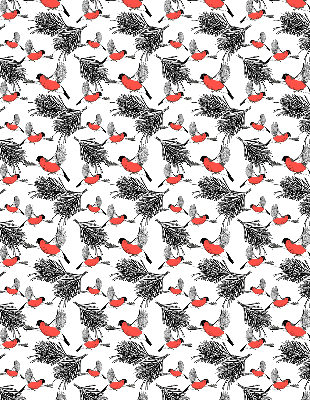 Fabric roller blind Bullfinch birds