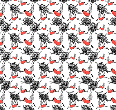 Fabric roller blind Bullfinch birds