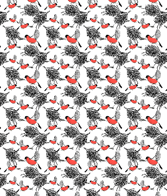 Fabric roller blind Bullfinch birds