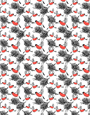 Fabric roller blind Bullfinch birds
