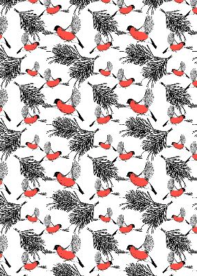 Fabric roller blind Bullfinch birds