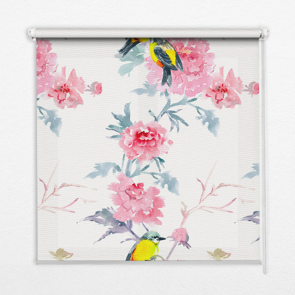 Modern roller blind Birds on flowers