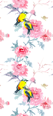 Modern roller blind Birds on flowers