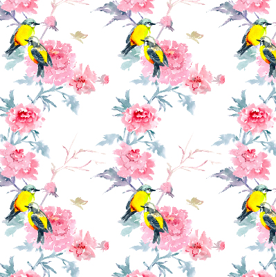 Modern roller blind Birds on flowers