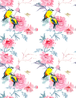 Modern roller blind Birds on flowers