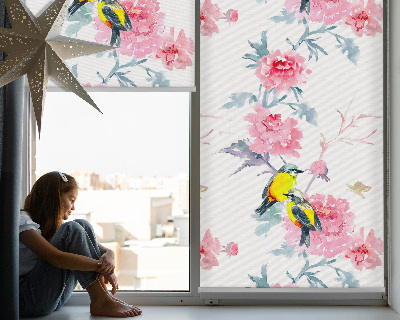 Modern roller blind Birds on flowers