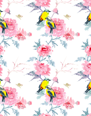 Modern roller blind Birds on flowers