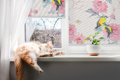 Modern roller blind Birds on flowers