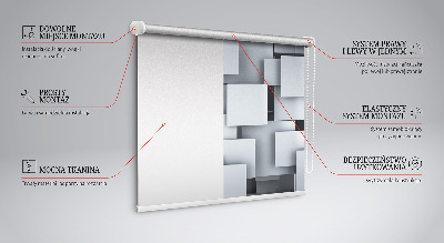 Fabric roller blind Gray 3D Squares