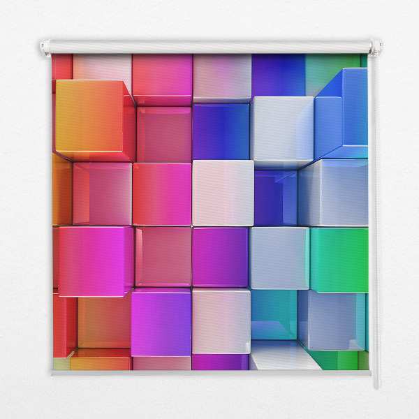 Modern roller blind Colorful 3D cubes